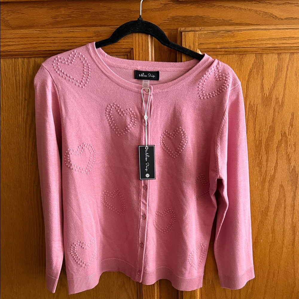 Melissa Paige Pink Heart Cardigan
